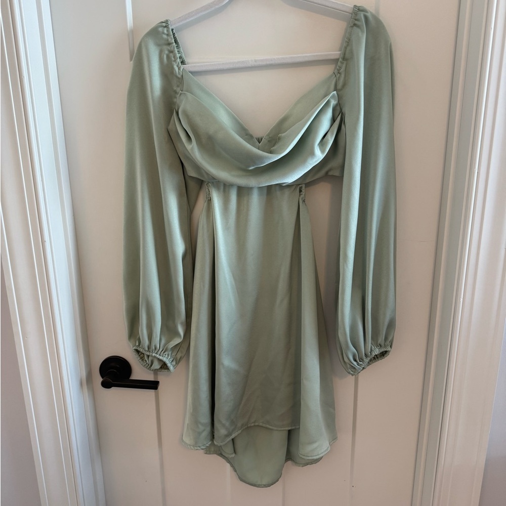 Hello Molly Sage Green Dress with Long Sleeves